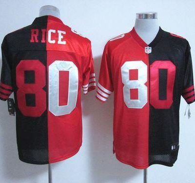 Nike 49ers #80 Jerry Rice Black/Red Stitched NFL Elite Split Jersey