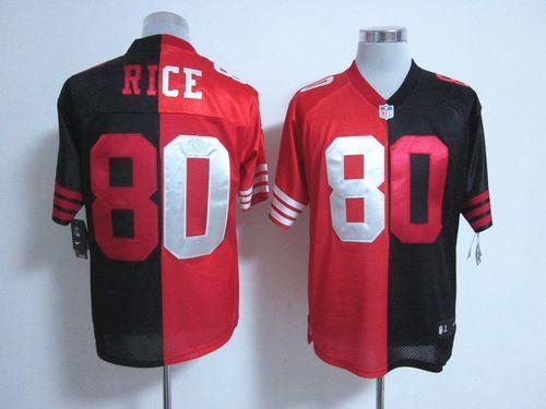 Nike 49ers #80 Jerry Rice Black/Red Stitched NFL Elite Split Jersey