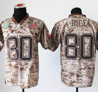 Nike 49ers #80 Jerry Rice Camo Stitched NFL New Elite USMC Jersey