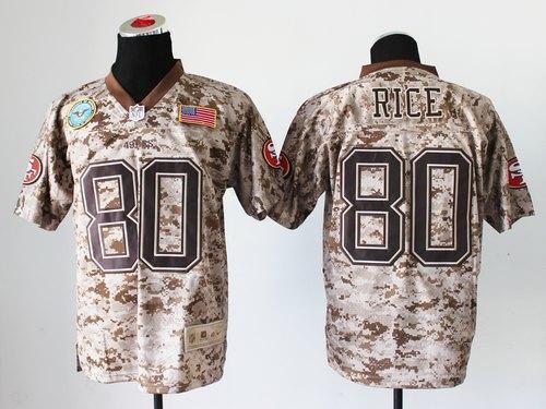 Nike 49ers #80 Jerry Rice Camo Stitched NFL New Elite USMC Jersey