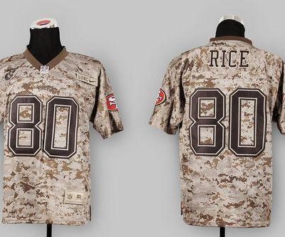 Nike 49ers #80 Jerry Rice Camo USMC Stitched NFL Elite Jersey