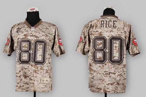 Nike 49ers #80 Jerry Rice Camo USMC Stitched NFL Elite Jersey