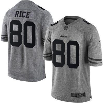 Nike 49ers #80 Jerry Rice Gray Stitched NFL Limited Gridiron Gray Jersey