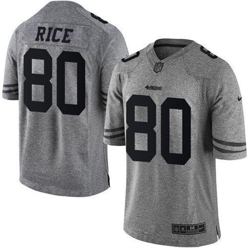 Nike 49ers #80 Jerry Rice Gray Stitched NFL Limited Gridiron Gray Jersey