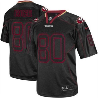 Nike 49ers #80 Jerry Rice Lights Out Black Stitched NFL Elite Jersey