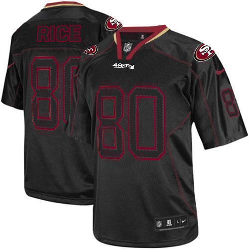 Nike 49ers #80 Jerry Rice Lights Out Black Stitched NFL Elite Jersey