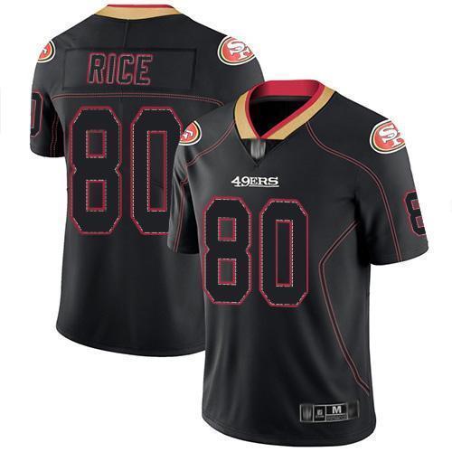 Nike 49ers #80 Jerry Rice Lights Out Black Stitched NFL Limited Rush Jersey
