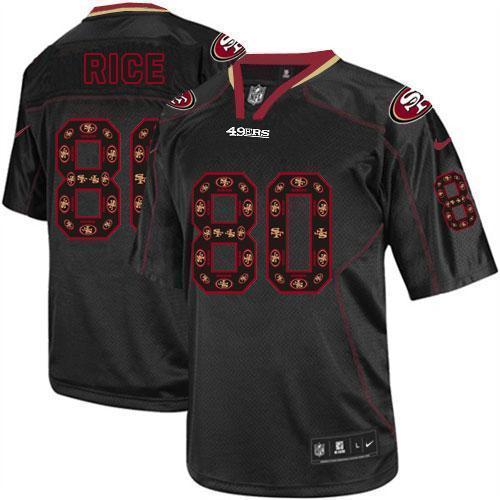 Nike 49ers #80 Jerry Rice New Lights Out Black Stitched NFL Elite Jersey