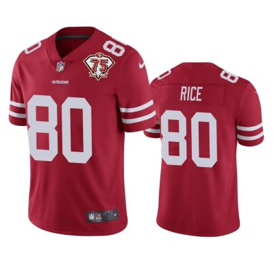 Nike 49ers #80 Jerry Rice Red 75th Anniversary Stitched NFL Vapor Untouchable Limited Jersey