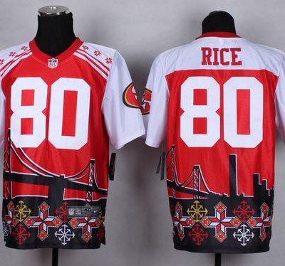 Nike 49ers #80 Jerry Rice Red Stitched NFL Elite Noble Fashion Jersey