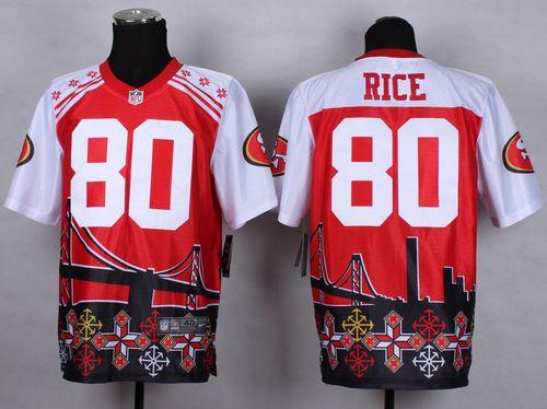 Nike 49ers #80 Jerry Rice Red Stitched NFL Elite Noble Fashion Jersey