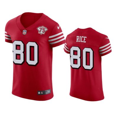 Nike 49ers #80 Jerry Rice Red Rush 75th Anniversary Stitched NFL Vapor Untouchable Elite Jersey