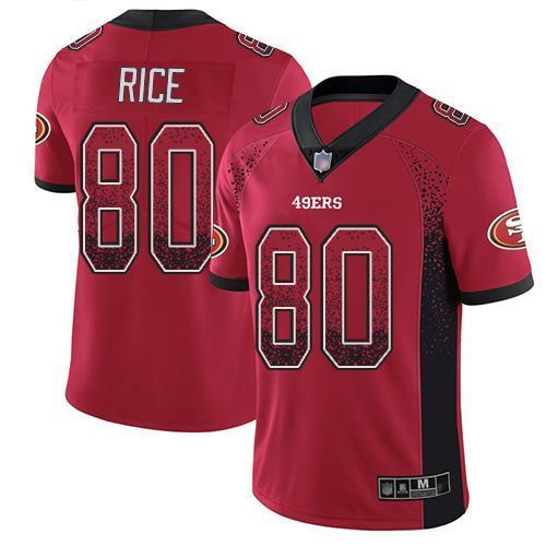 Nike 49ers #80 Jerry Rice Red Team Color Stitched NFL Limited Rush Drift Fashion Jersey