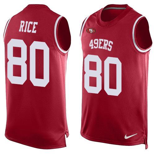 Nike 49ers #80 Jerry Rice Red Team Color Stitched NFL Limited Tank Top Jersey