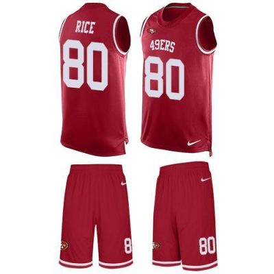 Nike 49ers #80 Jerry Rice Red Team Color Stitched NFL Limited Tank Top Suit Jersey