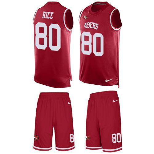 Nike 49ers #80 Jerry Rice Red Team Color Stitched NFL Limited Tank Top Suit Jersey