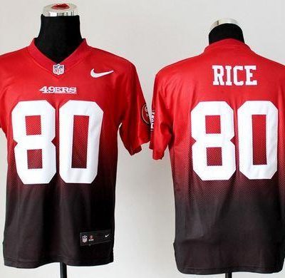 Nike 49ers #80 Jerry Rice Red/Black Stitched NFL Elite Fadeaway Fashion Jersey