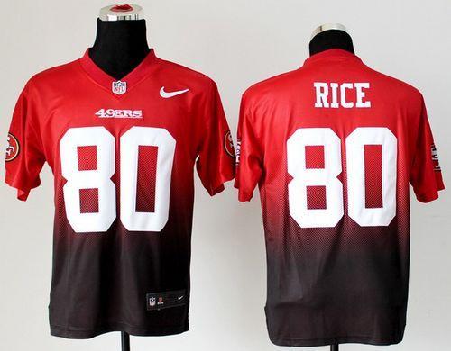 Nike 49ers #80 Jerry Rice Red/Black Stitched NFL Elite Fadeaway Fashion Jersey