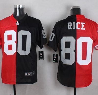 Nike 49ers #80 Jerry Rice Red/Black Two Tone Oakland Raiders Stitched NFL Jersey