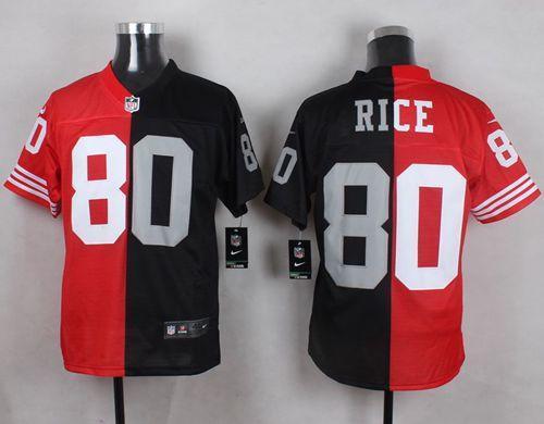 Nike 49ers #80 Jerry Rice Red/Black Two Tone Oakland Raiders Stitched NFL Jersey