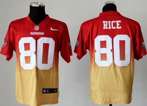 Nike 49ers #80 Jerry Rice Red/Gold Stitched NFL Elite Fadeaway Fashion Jersey