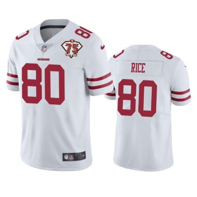 Nike 49ers #80 Jerry Rice White 75th Anniversary Stitched NFL Vapor Untouchable Limited Jersey