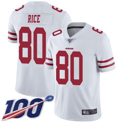 Nike 49ers #80 Jerry Rice White Stitched NFL 100th Season Vapor Limited Jersey