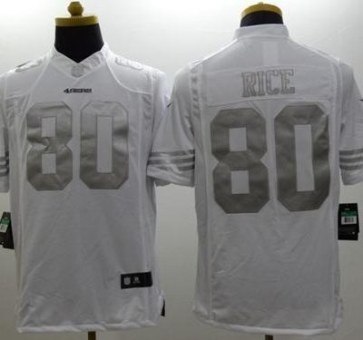 Nike 49ers #80 Jerry Rice White Stitched NFL Limited Platinum Jersey
