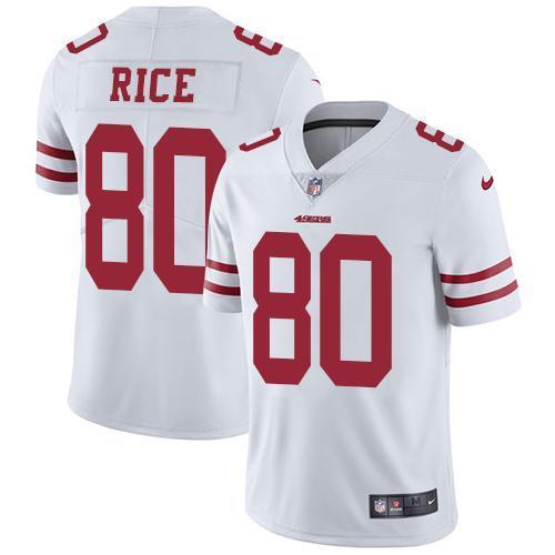 Nike 49ers #80 Jerry Rice White Stitched NFL Vapor Untouchable Limited Jersey