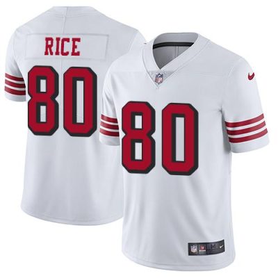 Nike 49ers #80 Jerry Rice White Rush Stitched NFL Vapor Untouchable Limited Jersey