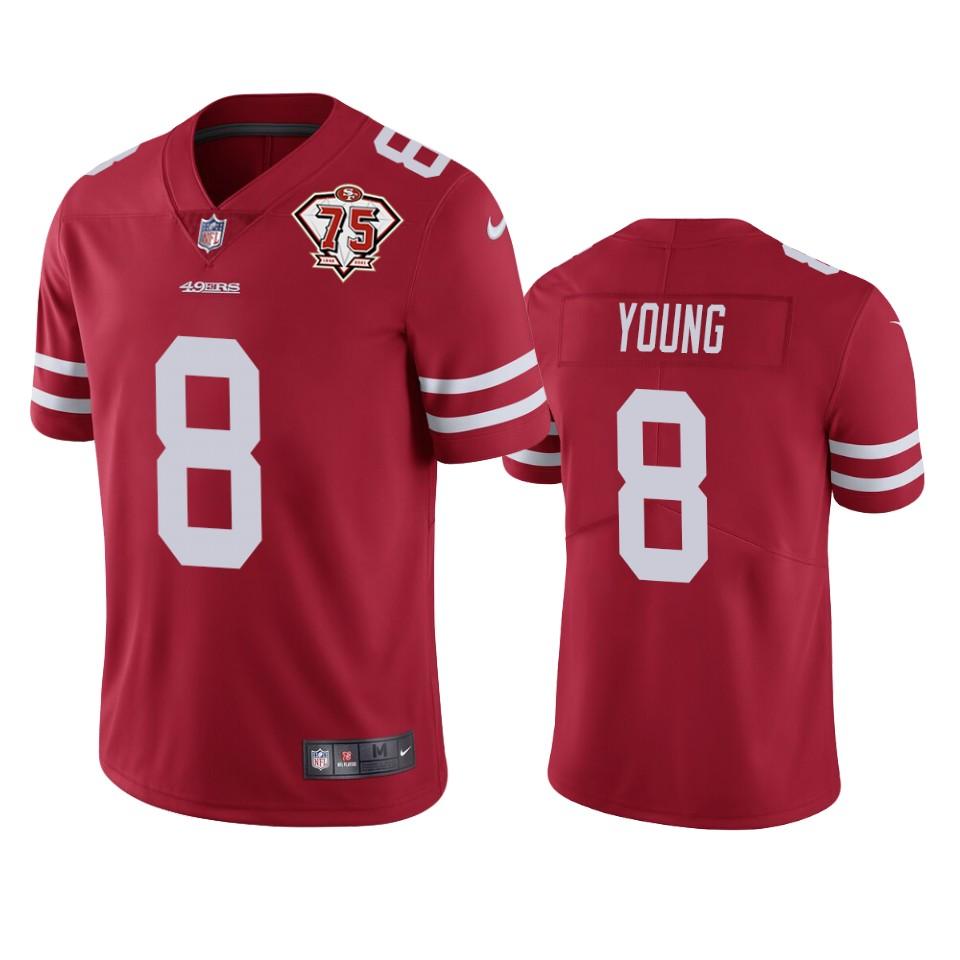 Nike 49ers #8 Steve Young Red 75th Anniversary Stitched NFL Vapor Untouchable Limited Jersey