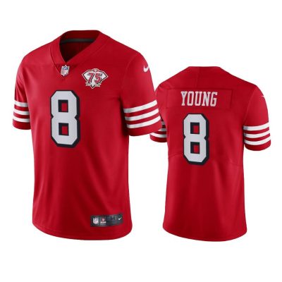 Nike 49ers #8 Steve Young Red Rush 75th Anniversary Stitched NFL Vapor Untouchable Limited Jersey