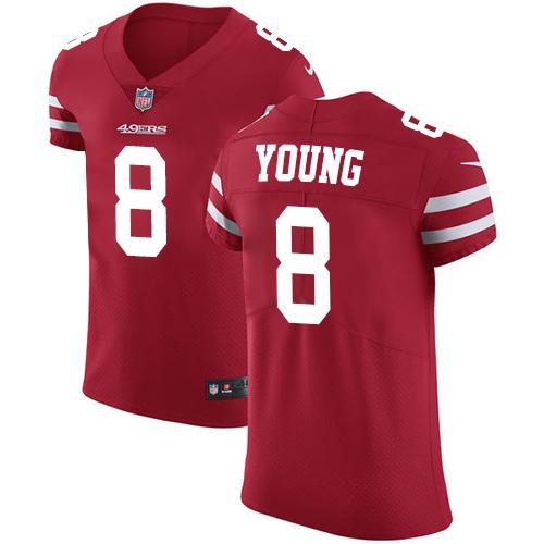 Nike 49ers #8 Steve Young Red Team Color Stitched NFL Vapor Untouchable Elite Jersey