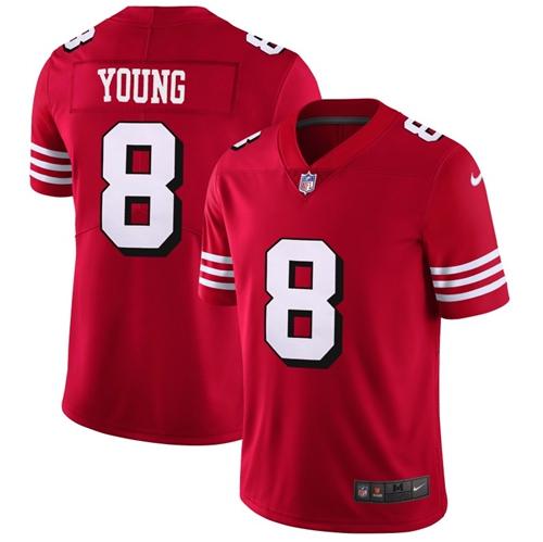 Nike 49ers #8 Steve Young Red Team Color Stitched NFL Vapor Untouchable Limited II Jersey