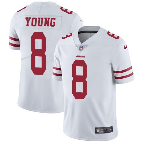Nike 49ers #8 Steve Young White Stitched NFL Vapor Untouchable Limited Jersey