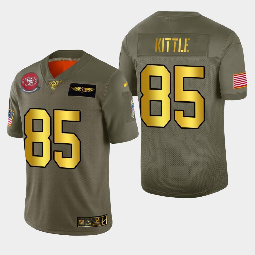 Nike 49ers #85 George Kittle Olive Gold 2019 Salute To Service NFL 100 Limited Jersey