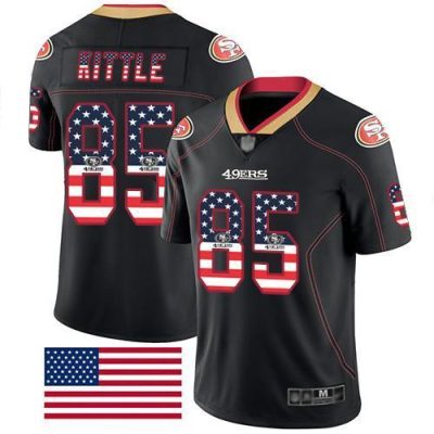Nike 49ers #85 George Kittle Black Stitched NFL Limited Rush USA Flag Jersey