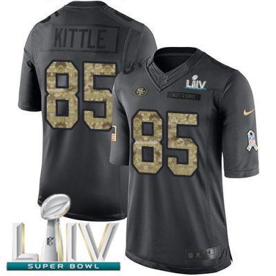 Nike 49ers #85 George Kittle Black Super Bowl LIV 2020 Stitched NFL Limited 2016 Salute To Service Jersey