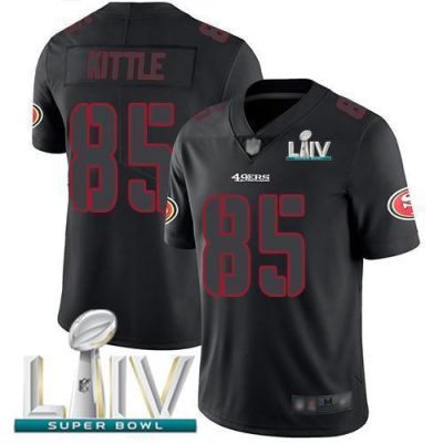 Nike 49ers #85 George Kittle Black Super Bowl LIV 2020 Stitched NFL Limited Rush Impact Jersey