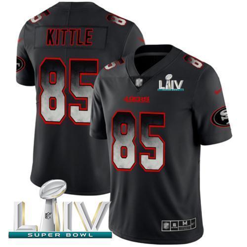 Nike 49ers #85 George Kittle Black Super Bowl LIV 2020 Stitched NFL Vapor Untouchable Limited Smoke Fashion Jersey