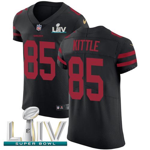 Nike 49ers #85 George Kittle Black Super Bowl LIV 2020 Alternate Stitched NFL Vapor Untouchable Elite Jersey