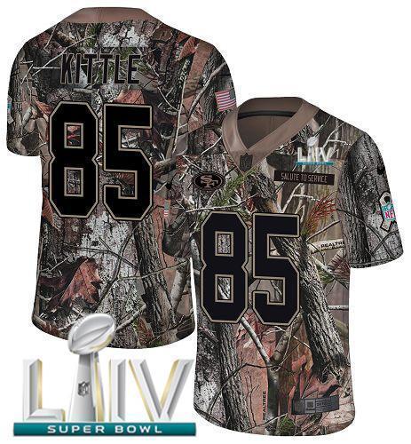 Nike 49ers #85 George Kittle Camo Super Bowl LIV 2020 Stitched NFL Limited Rush Realtree Jersey