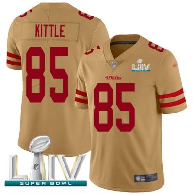 Nike 49ers #85 George Kittle Gold Super Bowl LIV 2020 Stitched NFL Limited Inverted Legend Jersey