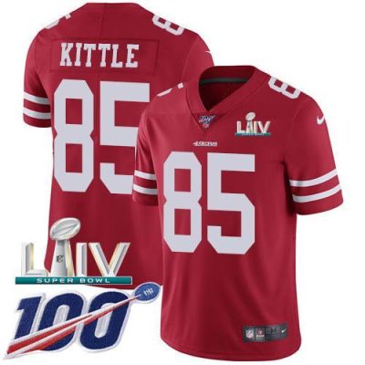 Nike 49ers #85 George Kittle Red Super Bowl LIV 2020 Team Color Stitched NFL 100th Season Vapor Limited Jersey