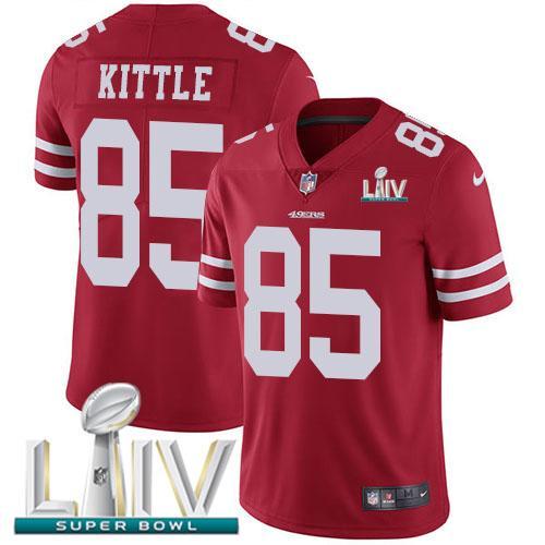 Nike 49ers #85 George Kittle Red Super Bowl LIV 2020 Team Color Stitched NFL Vapor Untouchable Limited Jersey