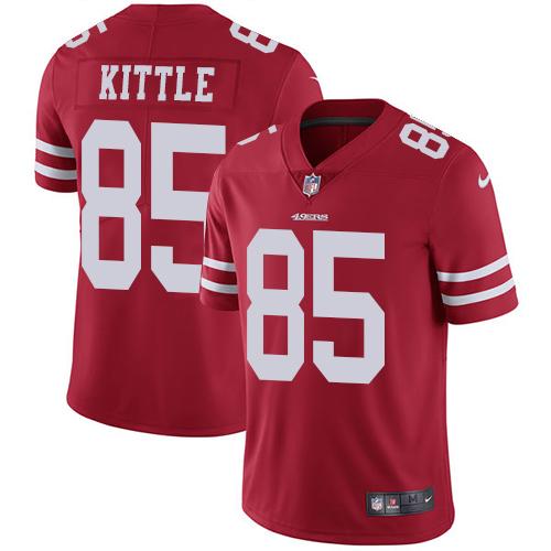 Nike 49ers #85 George Kittle Red Team Color Stitched NFL Vapor Untouchable Limited Jersey