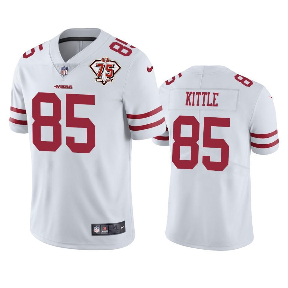 Nike 49ers #85 George Kittle White 75th Anniversary Stitched NFL Vapor Untouchable Limited Jersey