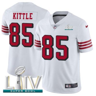 Nike 49ers #85 George Kittle White Super Bowl LIV 2020 Rush Stitched NFL Vapor Untouchable Limited Jersey