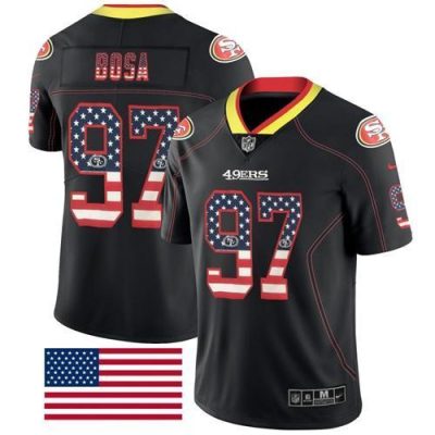 Nike 49ers #97 Nick Bosa Black Stitched NFL Limited Rush USA Flag Jersey