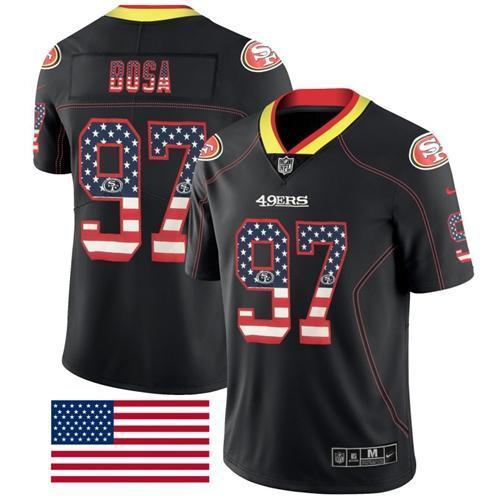 Nike 49ers #97 Nick Bosa Black Stitched NFL Limited Rush USA Flag Jersey